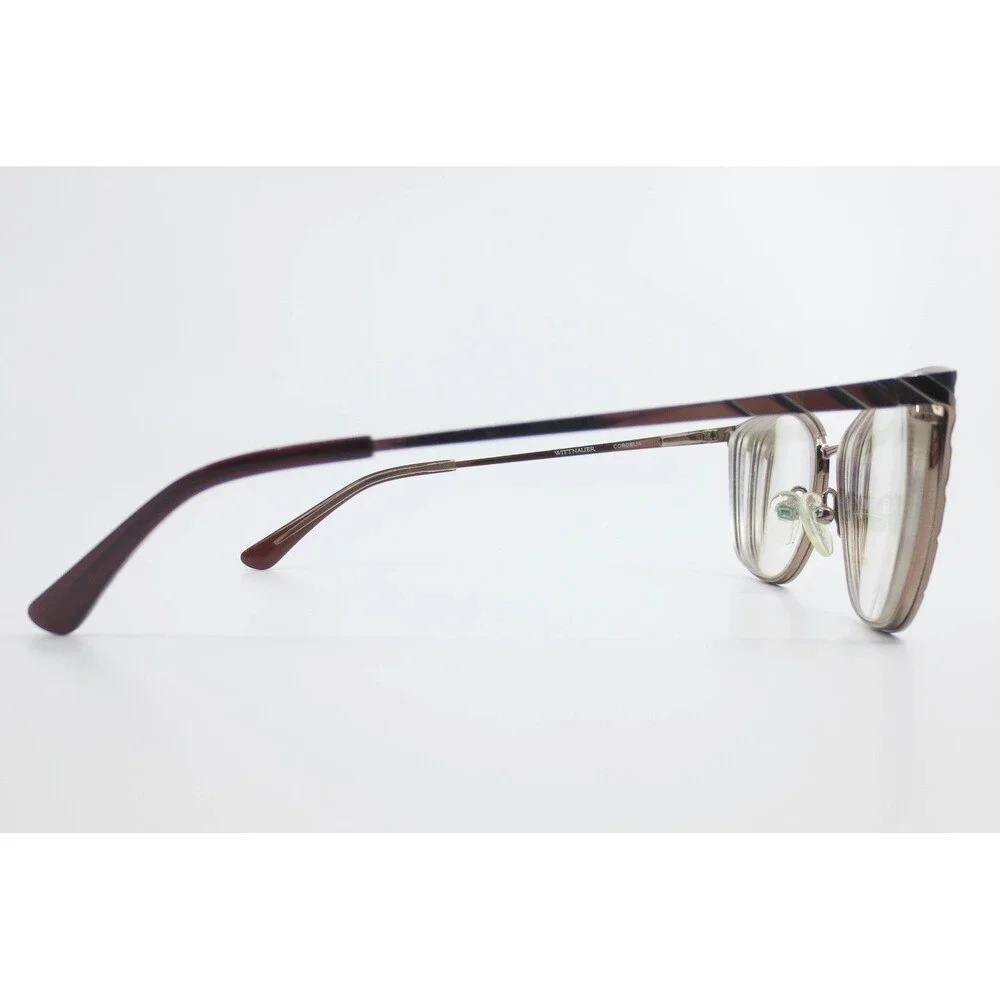 Wittnauer Cordelia Brown Striped Cat Eye Eyeglasses Frames 53-17-135 Demo Lenses